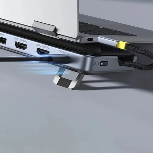 Baseus EliteJoy EH3 , 12-in-1 USB-C to 2*HDMI 4K@60Hz + 1*DP4K@60Hz + 2*USB-C(10Gbps) + 2*USB-A(5Gbps) + 1*USB-A(480Mbps) + SD/TF(3.0) + RJ45(Gigabit) + USB-C(PD) Hub