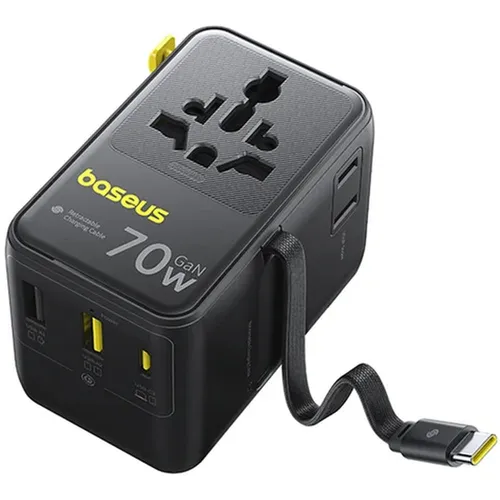 Baseus EnerCore 70W 6-in-1 Universal Travel Adapter with Retractable Cable