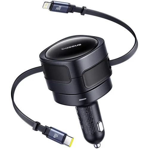 Baseus Enjoyment Max 60W Car Charger with USB-C + Lightning Cables