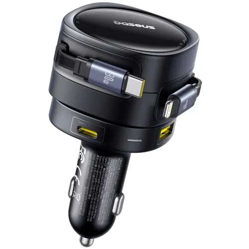 Baseus Enjoyment Max 90W Car Charger with USB-C + Lightning Cables &amp; USB + Type-C Ports