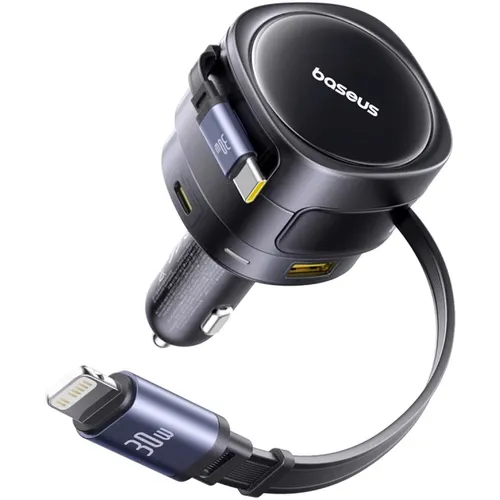 Baseus Enjoyment Max 90W Car Charger with USB-C + Lightning Cables &amp; USB + Type-C Ports