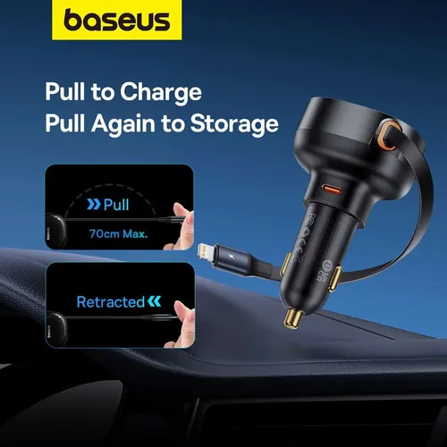 Baseus Enjoyment Pro 55W Type-C + Retractable iP Cable Car Charger