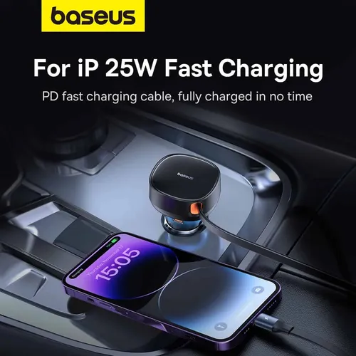 Baseus Enjoyment Pro 55W Type-C + Retractable iP Cable Car Charger