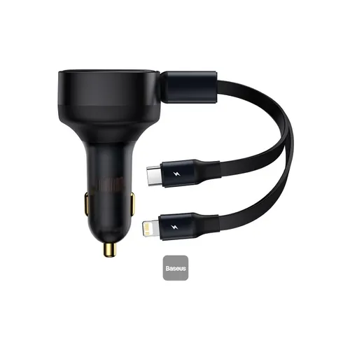 Baseus Enjoyment Retractable 2-in-1 Car Charger C+L 30W