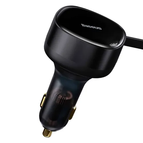 Baseus Enjoyment Retractable 30W 2-in-1 Car Charger with Type-C and Lightning Cable