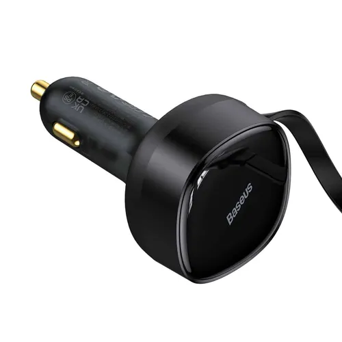 Baseus Enjoyment Retractable 30W 2-in-1 Car Charger with Type-C and Lightning Cable