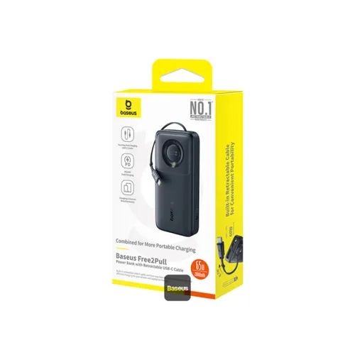 Baseus Free 2 Pull 65W 20000mAh Power Bank With Retractable USB-C Cable
