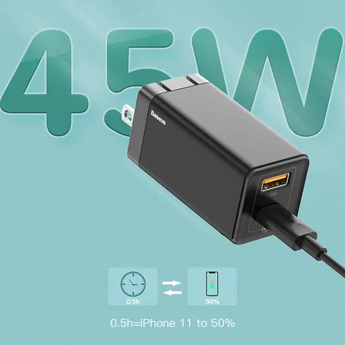 Baseus GaN 45W Mini Type-C + USB Quick Charger
