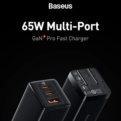 Baseus GaN3 Pro 65W 2C+U Fast Charger with Cable