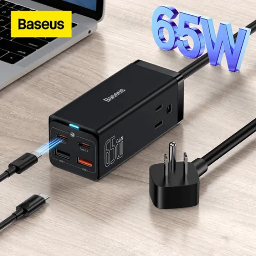 Baseus GaN3 Pro CN 3 Pin 2AC+2U+2C 65W Desktop Powerstrip