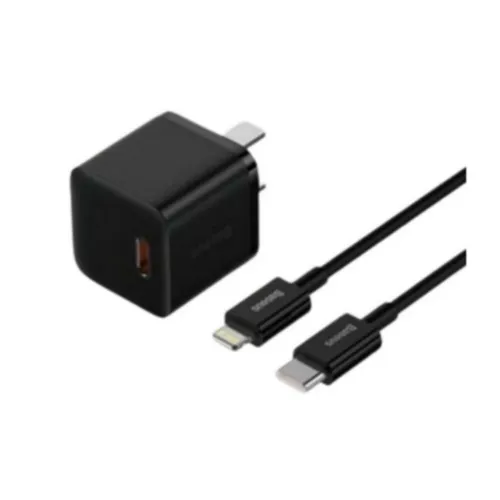 Baseus GaN5 20W 1C Fast Charger – CN (Mini) with Type-C Cable to Lightning Cable