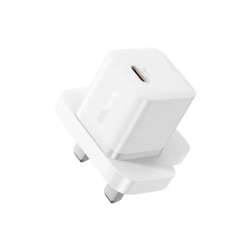 Baseus GaN5 Mini Fast Charger Portable Type-C 20W Charger Adapter UK Plug - White