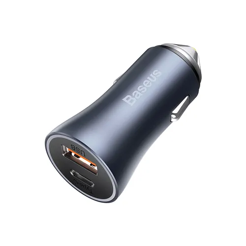 Baseus Golden Contactor Pro 40W USB + Type-C Dual Port Quick Car Charger with Type-C to Lightning Cable