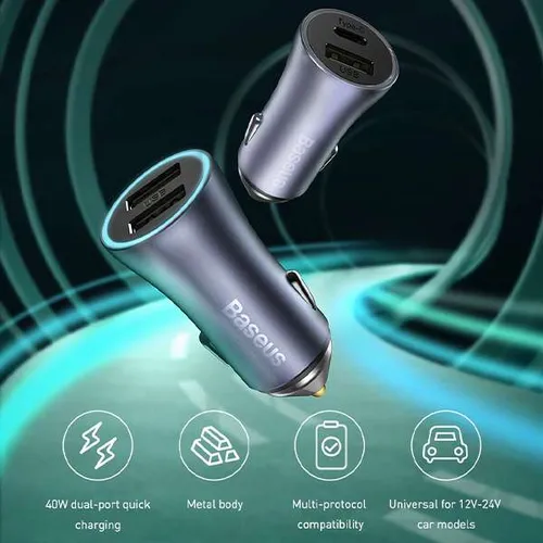 Baseus Golden Contactor Pro 40W USB + USB Dual Port Quick Car Charger