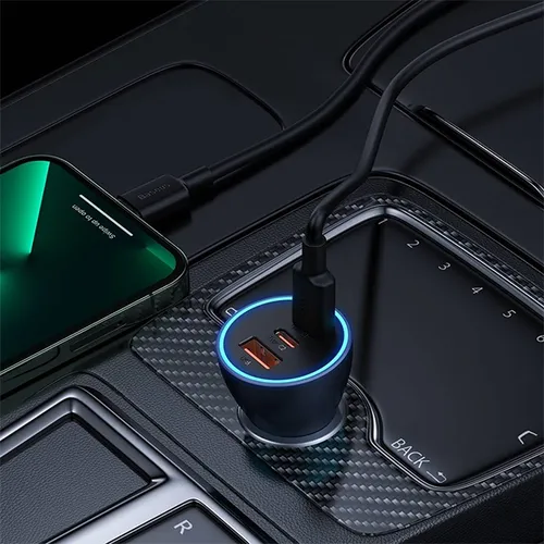 Baseus Golden Contactor Pro 65W USB + Type-C + Type-C Triple Fast Charger Car Charger