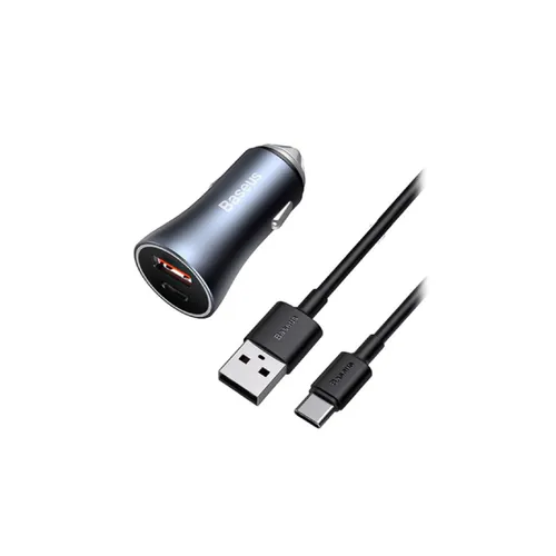 Baseus Golden Contactor Pro QC U+C 40W Car Charger With Type-C to USB Cable (TZCCJD-0G)