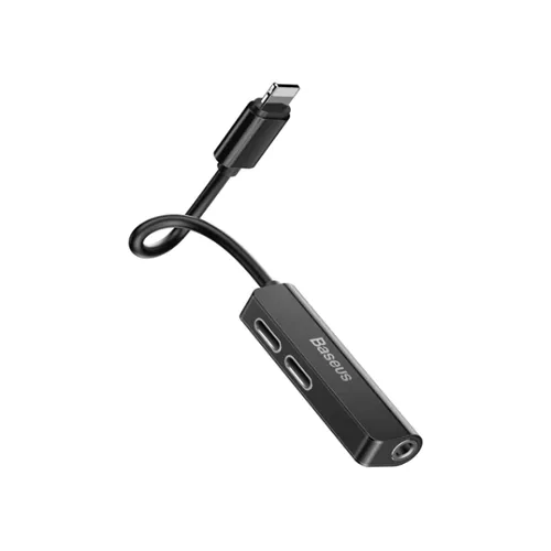 Baseus L52 3 in 1 Charging Audio Adapter for iPhone 3.5mm Jack Splitter Lightning black CALL52-01