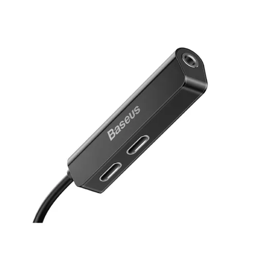 Baseus L52 3 in 1 Charging Audio Adapter for iPhone 3.5mm Jack Splitter Lightning black CALL52-01