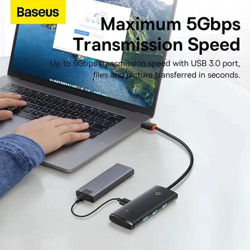 Baseus Lite Series 4-Port USB-A Hub Adapter with 25cm Cable