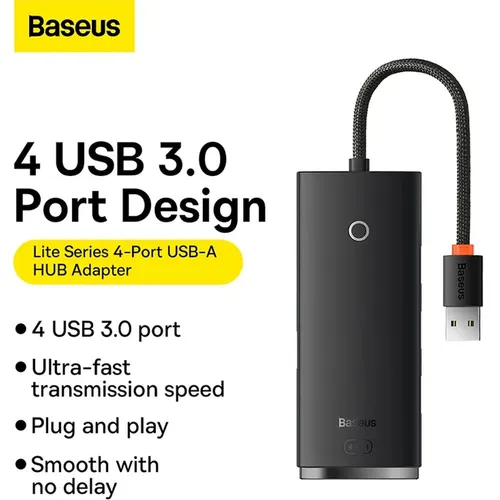 Baseus Lite Series 4-Port USB-A Hub Adapter with 25cm Cable