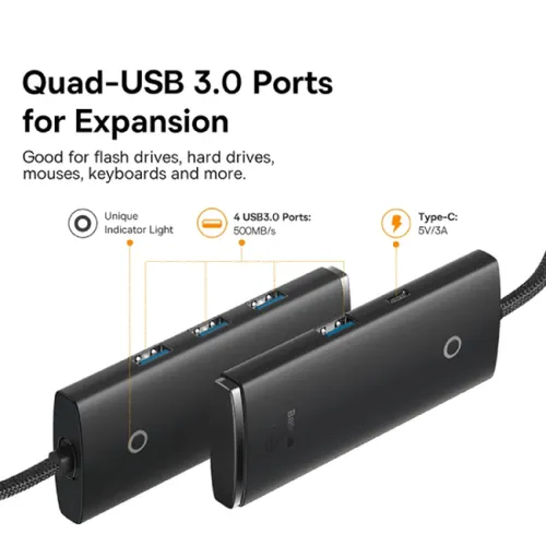Baseus Lite Series USB 3.0 x 4 Port Type-C Hub Adapter
