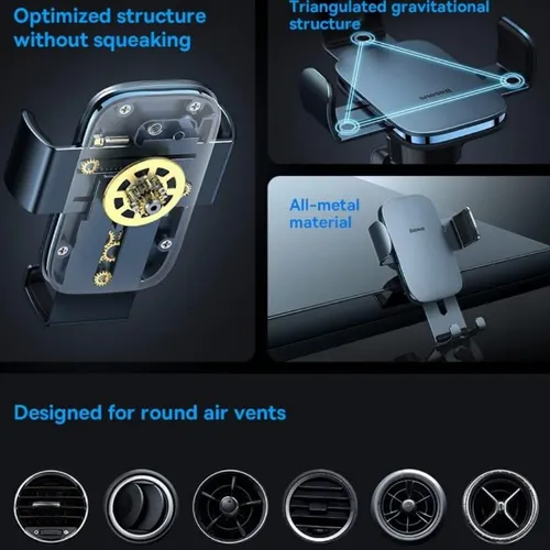 Baseus Metal Age II Gravity Round Air Vent Gravity Car Phone Holder