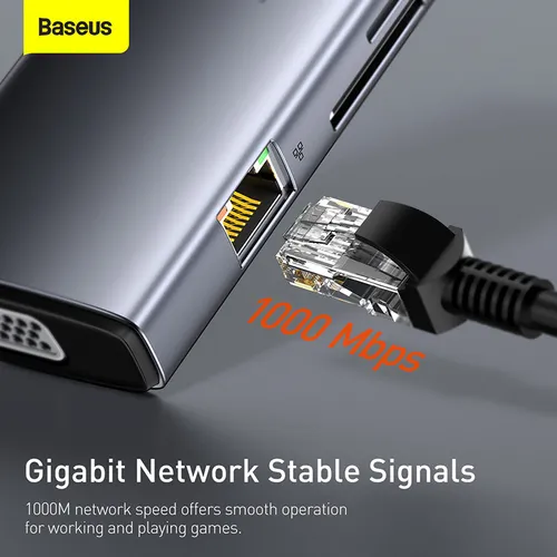 Baseus Metal Gleam 11 in 1 Multifunctional USB Type-C Hub Grey -(CAHUB-CT0G)