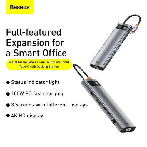 Baseus Starjoy Metal Gleam Series 11-in-1 Multifunctional Type-C Hub (CAHUB-CT0G)