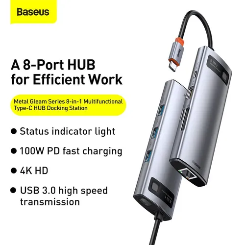 Baseus Metal Gleam CAHUB-CV0G 8-in-1 USB-C Hub