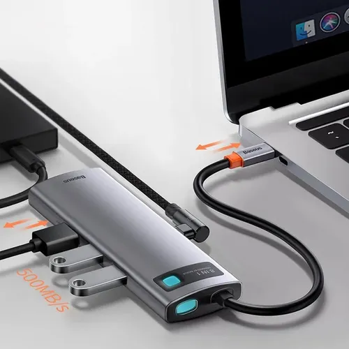 Baseus Metal Gleam Series 8-in-1 Multifunctional Type-C to HDMI*1/ USB 3.0*3/8USB-C PD*1/ Sd/TF*1/ Rj45*1 Hub Docking Station