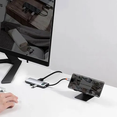 Baseus Metal Gleam Series 8-in-1 Multifunctional Type-C to HDMI*1/ USB 3.0*3/8USB-C PD*1/ Sd/TF*1/ Rj45*1 Hub Docking Station