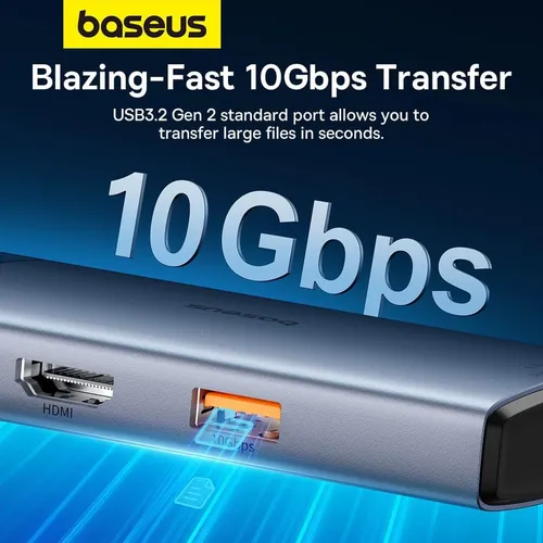 Baseus Metal Gleam Series II  6-in-1 Type-C to 1*HDMI 4K 60Hz + 1*USB-C + 2*USB-A + 1*RJ45 + 1*USB-C Hub Adapter