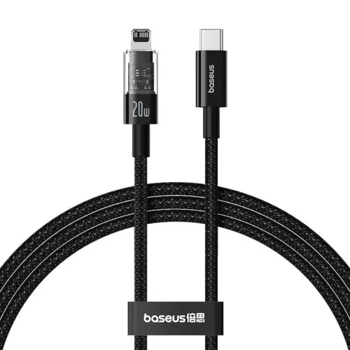 Baseus P10373001111-00 Purely Lucent Type-C Lightning 20W 1M Charging Cable Black