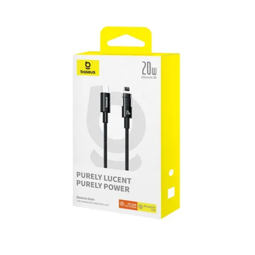 Baseus P10373001111-00 Purely Lucent Type-C Lightning 20W 1M Charging Cable Black