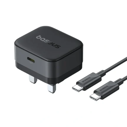 Baseus Palm 20W UK Pin Type-C Fast Charger with Type-C to Type-C 60W Cable