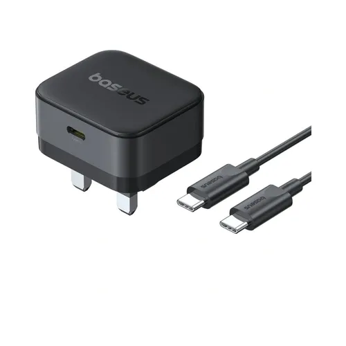 Baseus Palm 20W UK Pin Type-C Fast Charger with Type-C to Type-C 60W Cable