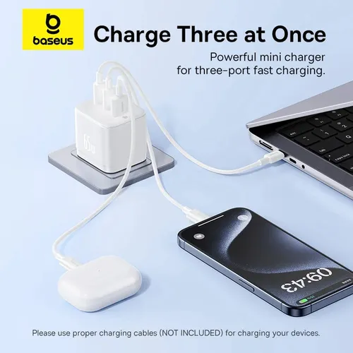 Baseus Palm 65W 2C+U 65W UK 3 Pin Fast Charger