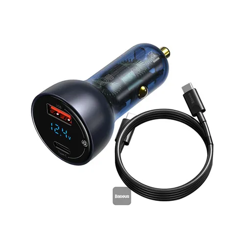 Baseus Particular Digital Display QC + PPS 65W Dual Quick Car Charger with Type-C Cable