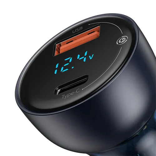 Baseus Particular Digital Display QC + PPS Dual Quick Car Charger with Type-C Cable 65W