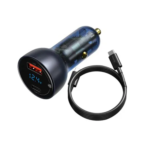 Baseus Particular Digital Display QC + PPS Dual Quick Car Charger with Type-C Cable 65W