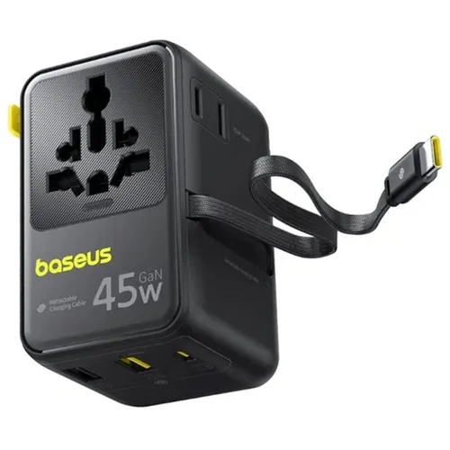 Baseus Picogo 45W 6-in-1 Universal Travel Adapter with Retractable Cable