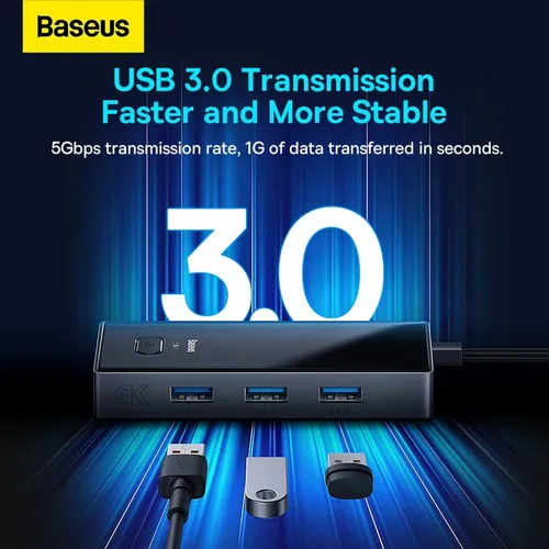 Baseus PioneerJoy 5-Port Type-C to HDMI 4K@60Hz*1+USB3.0*3+PD*1 Hub Adapter