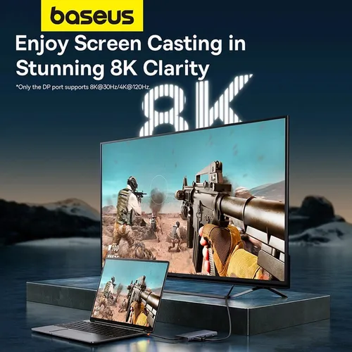Baseus PortalJoy Series 13-Port Type-C to HDMI 4K@60Hz*2 / DP 4K@60Hz*1 / VGA*1 / USB3.1*2 / Type-C3.1*1 / USB2.0*1 / PD*1 / RJ45*1 / SD/TF*1 / 3.5mm*1 Hub Docking