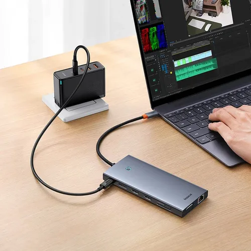 Baseus PortalJoy Series 13-Port Type-C to HDMI 4K@60Hz*2 / DP 4K@60Hz*1 / VGA*1 / USB3.1*2 / Type-C3.1*1 / USB2.0*1 / PD*1 / RJ45*1 / SD/TF*1 / 3.5mm*1 Hub Docking