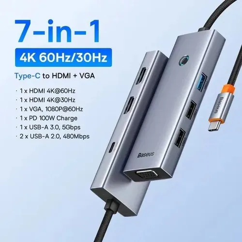 Baseus PortalJoy Series 7-Port Dual HDMI Hub Adapter