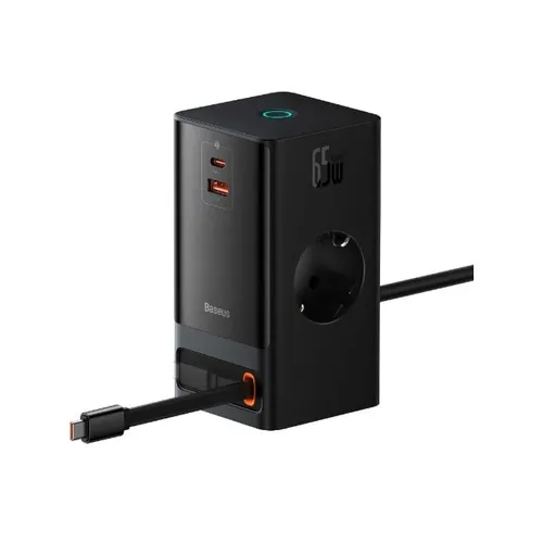 Baseus PowerCombo 65W 2AC+1U+1C+Retractable-C Digital PowerStrip with 1.5m Power Cord EU