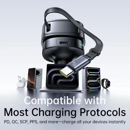 Baseus PrimeTrip VR1 60W Car Charger with Retractable  (U+C)+Type-C Cable