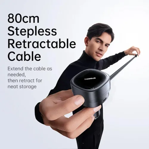 Baseus PrimeTrip VR1 60W Car Charger with Retractable  (U+C)+Type-C Cable