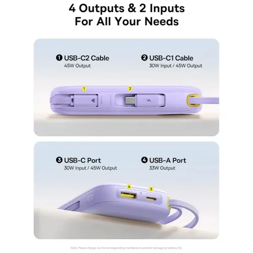Baseus QPow 3 45W Digital Display Fast Charging 20000mAh Power Bank With 2 Built-in USB-C Cables