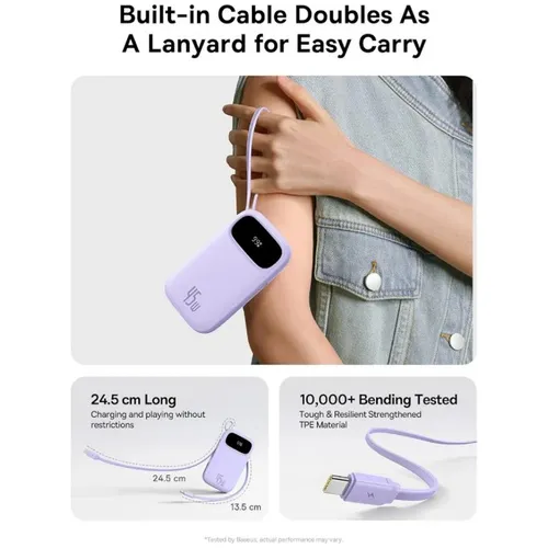 Baseus QPow 3 45W Digital Display Fast Charging 20000mAh Power Bank With 2 Built-in USB-C Cables